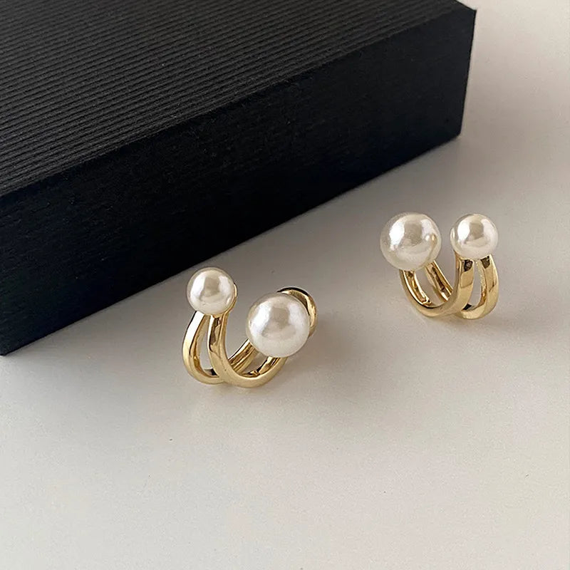 Double pearl earrings