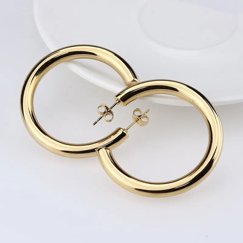 Thick Round Circle Earrings