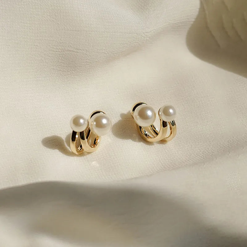 Double pearl earrings