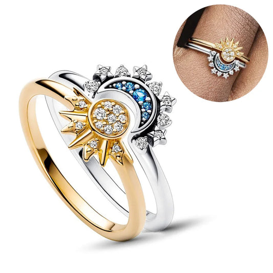 Rising Sun and moon love ring