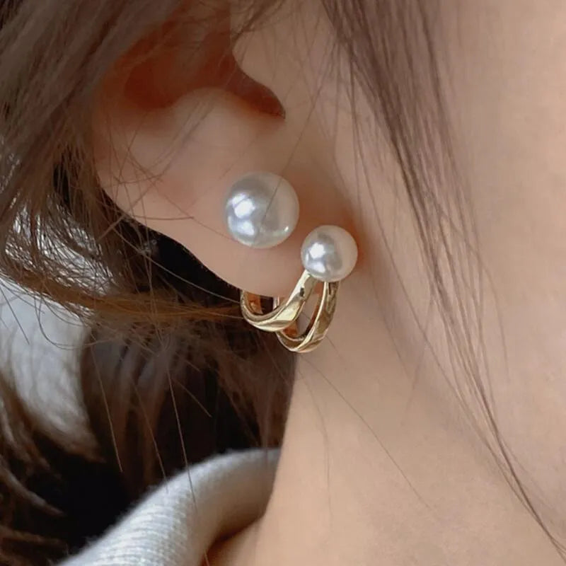 Double pearl earrings