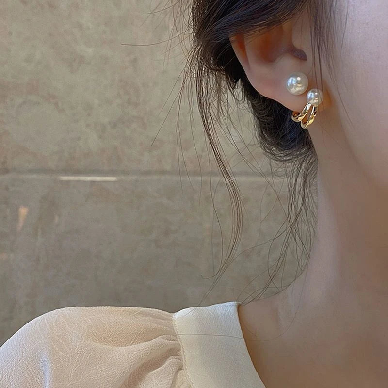 Double pearl earrings